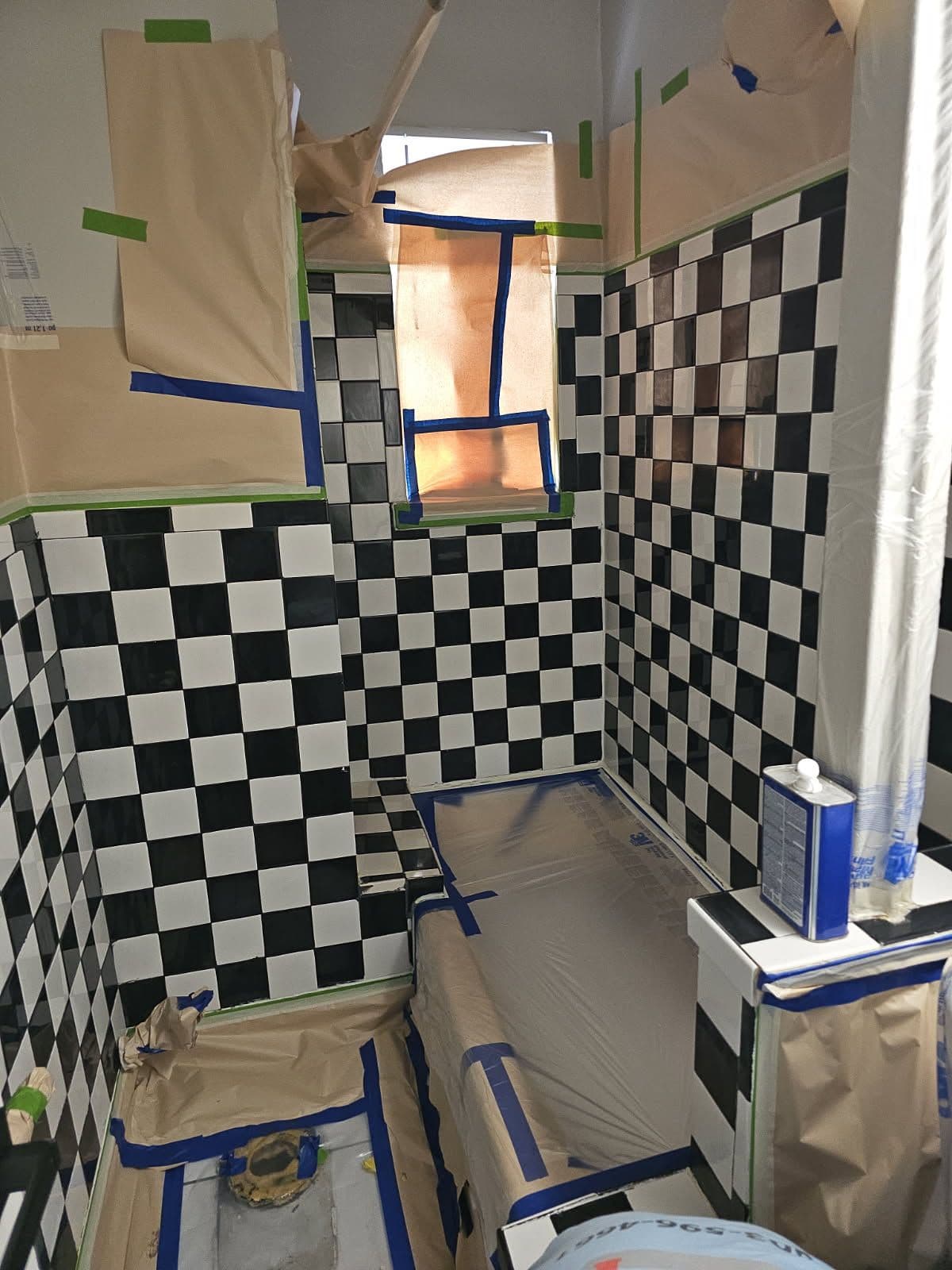 Checkerboard Tile Bathroom Paint Prep Mastery image